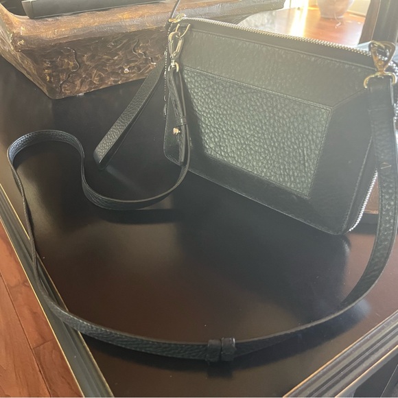 MACKAGE Black Roni Pebbled Leather Structured Crossbody Bag Like New - Picture 5 of 16